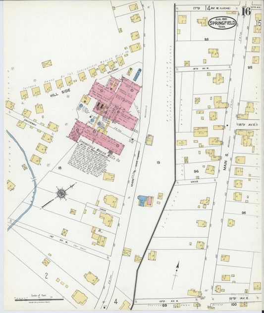 Sanborn Fire Insurance Map from Springfield, Robertson County, Tennessee (1921), Sheet #0016 - Historic Sanborn Fire Insurance Map Print, vintage old map wall art, antique decor, genealogy gift, Tennessee Tennessee map