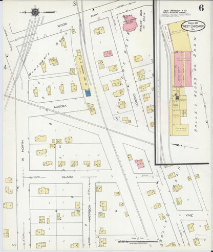 Sanborn Fire Insurance Map from West Chicago, Du Page County, Illinois (1923), Sheet #0006 - Historic Sanborn Fire Insurance Map Print, vintage old map wall art, antique decor, genealogy gift, Illinois Illinois map