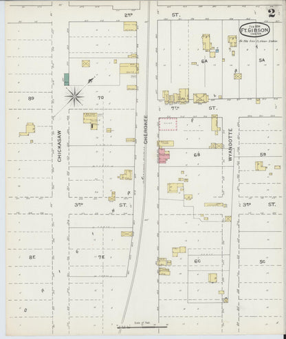 Sanborn Fire Insurance Map from Fort Gibson, Muskogee County, Oklahoma (1894), Sheet #0002 - Complete Map Set gallery image, historic Sanborn map, vintage wall art, Oklahoma Oklahoma