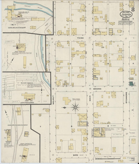Sanborn Fire Insurance Map from Jasper, Dubois County, Indiana (1909), Sheet #0008 - Historic Sanborn Fire Insurance Map Print, vintage old map wall art, antique decor, genealogy gift, Indiana Indiana map