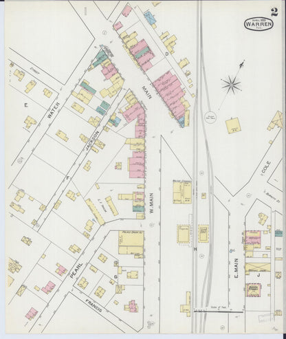 Sanborn Fire Insurance Map from Warren, Jo Daviess County, Illinois (1893), Sheet #0002 - Historic Sanborn Fire Insurance Map Print, vintage old map wall art, antique decor, genealogy gift, Illinois Illinois map