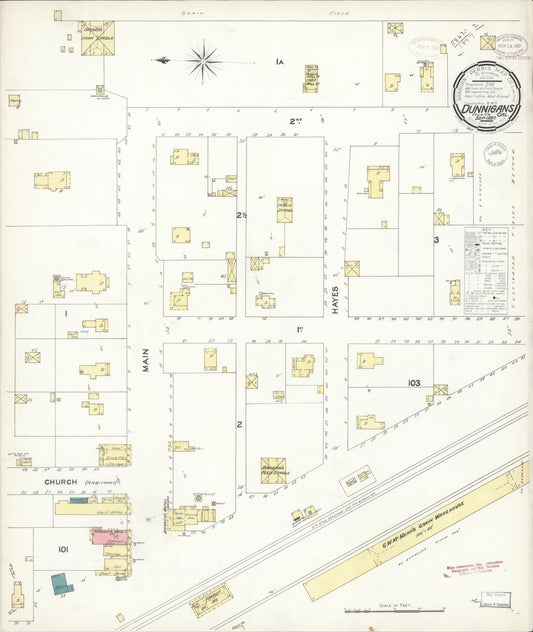 Sanborn Fire Insurance Map from Dunnigan, Yolo County, California (1897), Sheet #0001 - Historic Sanborn Fire Insurance Map Print, vintage old map wall art, antique decor, genealogy gift, California California map