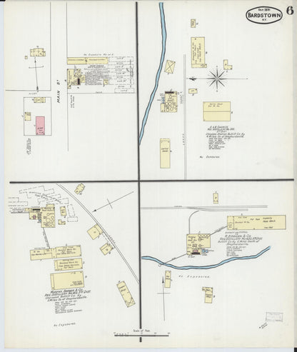 Sanborn Fire Insurance Map from Bardstown, Nelson County, Kentucky (1891), Sheet #0006 - Complete Map Set gallery image, historic Sanborn map, vintage wall art, Kentucky Kentucky