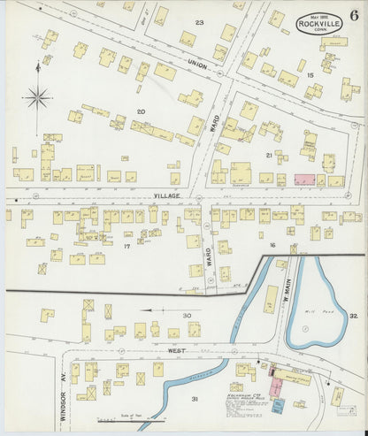 Sanborn Fire Insurance Map from Rockville, Tolland County, Connecticut (1892), Sheet #0006 - Complete Map Set gallery image, historic Sanborn map, vintage wall art, Connecticut Connecticut