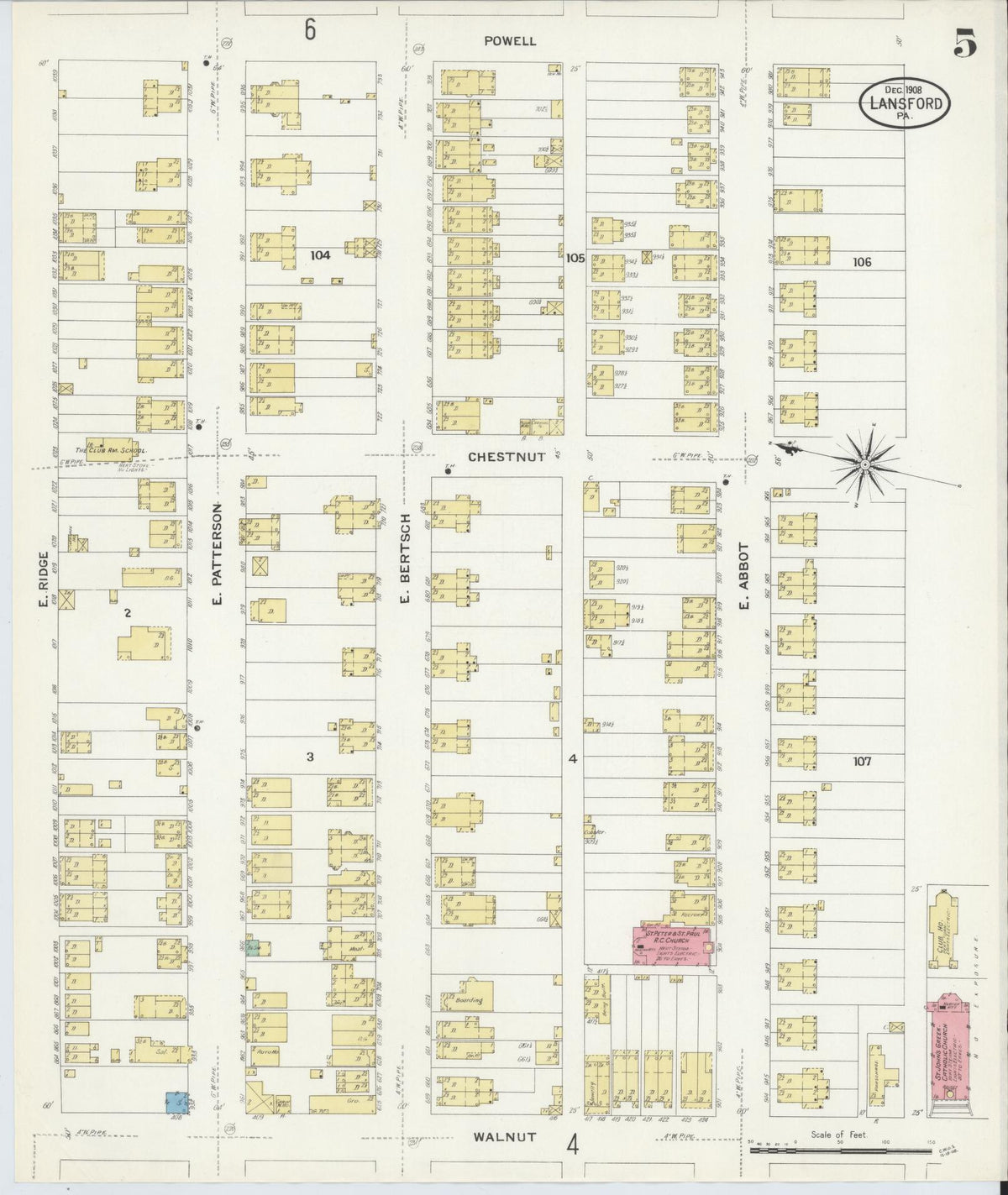 Sanborn Fire Insurance Map from Lansford, Carbon County, Pennsylvania (1908), Sheet #0005 - Complete Map Set gallery image, historic Sanborn map, vintage wall art, Pennsylvania Pennsylvania