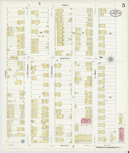 Sanborn Fire Insurance Map from Lansford, Carbon County, Pennsylvania (1908), Sheet #0005 - Complete Map Set gallery image, historic Sanborn map, vintage wall art, Pennsylvania Pennsylvania