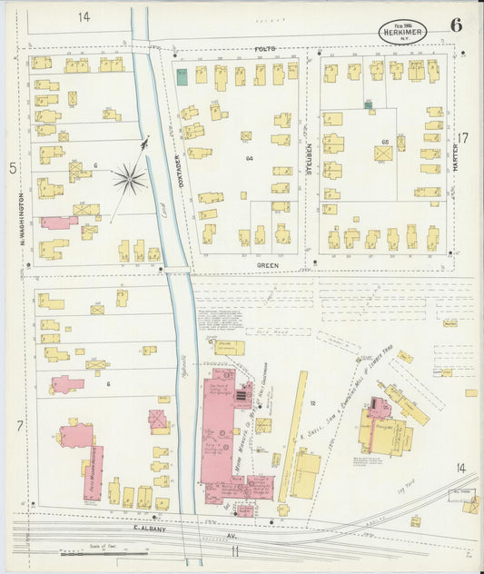 Sanborn Fire Insurance Map from Herkimer, Herkimer County, New York (1906), Sheet #0006 - Historic Sanborn Fire Insurance Map Print, vintage old map wall art, antique decor, genealogy gift, New York New York map