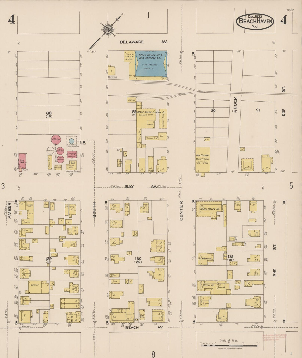 Sanborn Fire Insurance Map from Beach Haven, Ocean County, New Jersey (1922), Sheet #0004 - Complete Map Set gallery image, historic Sanborn map, vintage wall art, New Jersey New Jersey