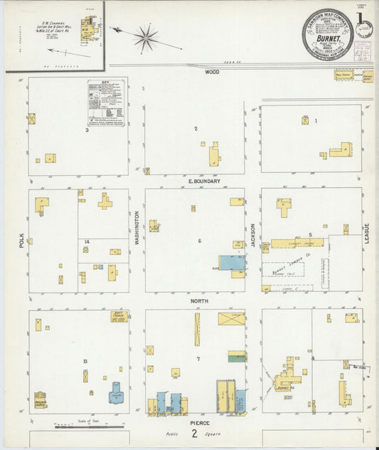 Sanborn Fire Insurance Map from Burnet, Burnet County, Texas (1902), Sheet #0001 - Complete Map Set gallery image, historic Sanborn map, vintage wall art, Texas Texas