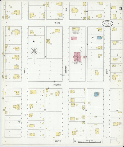 Sanborn Fire Insurance Map from Hume, Edgar County, Illinois (1909), Sheet #0003 - Historic Sanborn Fire Insurance Map Print, vintage old map wall art, antique decor, genealogy gift, Illinois Illinois map