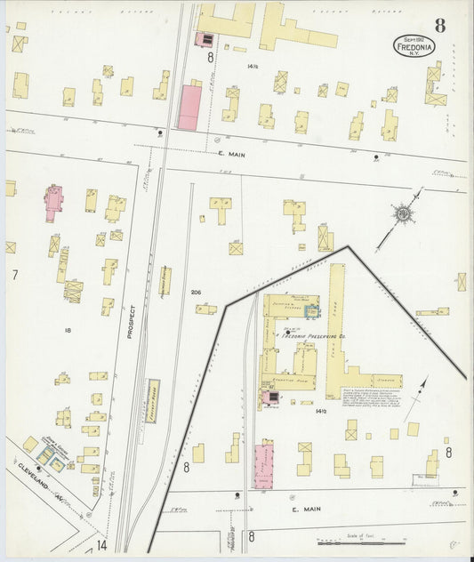 Sanborn Fire Insurance Map from Fredonia, Chautauqua County, New York (1912), Sheet #0008 - Historic Sanborn Fire Insurance Map Print, vintage old map wall art, antique decor, genealogy gift, New York New York map