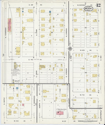 Sanborn Fire Insurance Map from Miami, Ottawa County, Oklahoma (1917), Sheet #0012 - Complete Map Set gallery image, historic Sanborn map, vintage wall art, Oklahoma Oklahoma