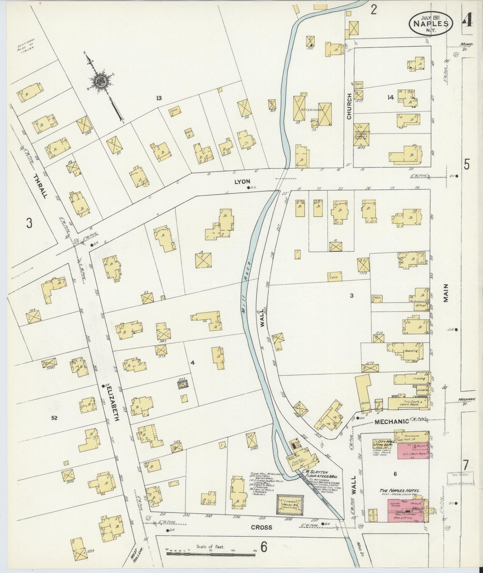 Sanborn Fire Insurance Map from Naples, Ontario County, New York (1911), Sheet #0004 - Complete Map Set gallery image, historic Sanborn map, vintage wall art, New York New York