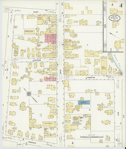 Sanborn Fire Insurance Map from Delhi, Delaware County, New York (1911), Sheet #0004 - Complete Map Set gallery image, historic Sanborn map, vintage wall art, Delhi Delaware