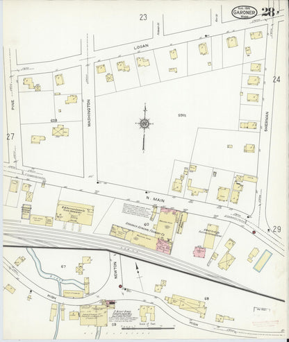 Sanborn Fire Insurance Map from Gardner, Worcester County, Massachusetts (1914), Sheet #0028 - Historic Sanborn Fire Insurance Map Print, vintage old map wall art, antique decor, genealogy gift, Massachusetts Massachusetts map