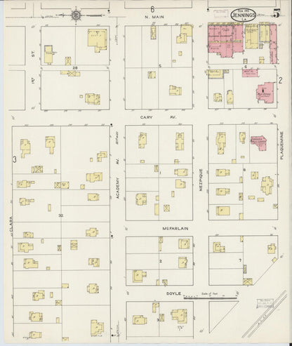 Sanborn Fire Insurance Map from Jennings, Jefferson Davis Parish, Louisiana (1915), Sheet #0005 - Complete Map Set gallery image, historic Sanborn map, vintage wall art, Louisiana Louisiana