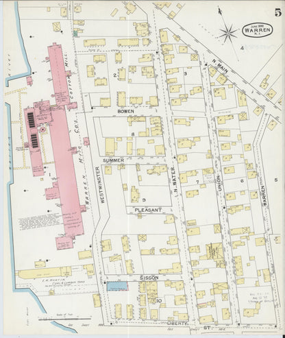 Sanborn Fire Insurance Map from Warren, Bristol County, Rhode Island (1892), Sheet #0005 - Complete Map Set gallery image, historic Sanborn map, vintage wall art, Rhode Island Rhode Island