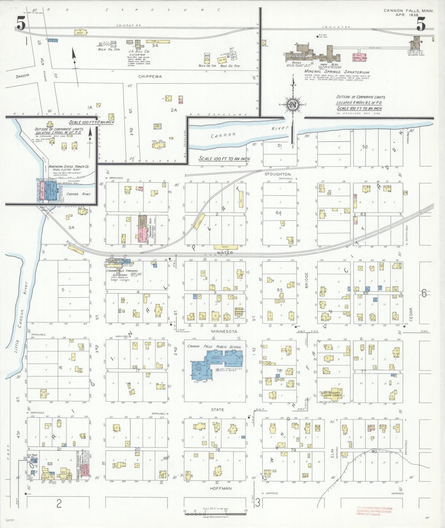 Sanborn Fire Insurance Map from Cannon Falls, Goodhue County, Minnesota (1938), Sheet #0005 - Complete Map Set gallery image, historic Sanborn map, vintage wall art, Minnesota Minnesota