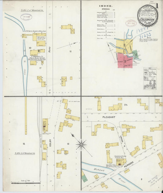 Sanborn Fire Insurance Map from Colebrook, Coos County, New Hampshire (1898), Sheet #0001 - Complete Map Set gallery image, historic Sanborn map, vintage wall art, New Hampshire New Hampshire