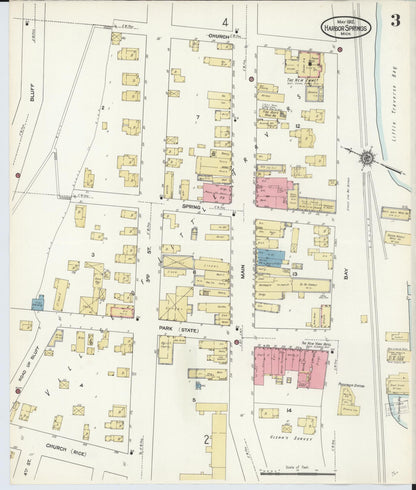 Sanborn Fire Insurance Map from Harbor Springs, Emmet County, Michigan (1912), Sheet #0003 - Complete Map Set gallery image, historic Sanborn map, vintage wall art, Michigan Michigan