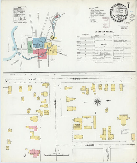 Sanborn Fire Insurance Map from Cazenovia, Madison County, New York (1900), Sheet #0001 - Complete Map Set gallery image, historic Sanborn map, vintage wall art, New York New York
