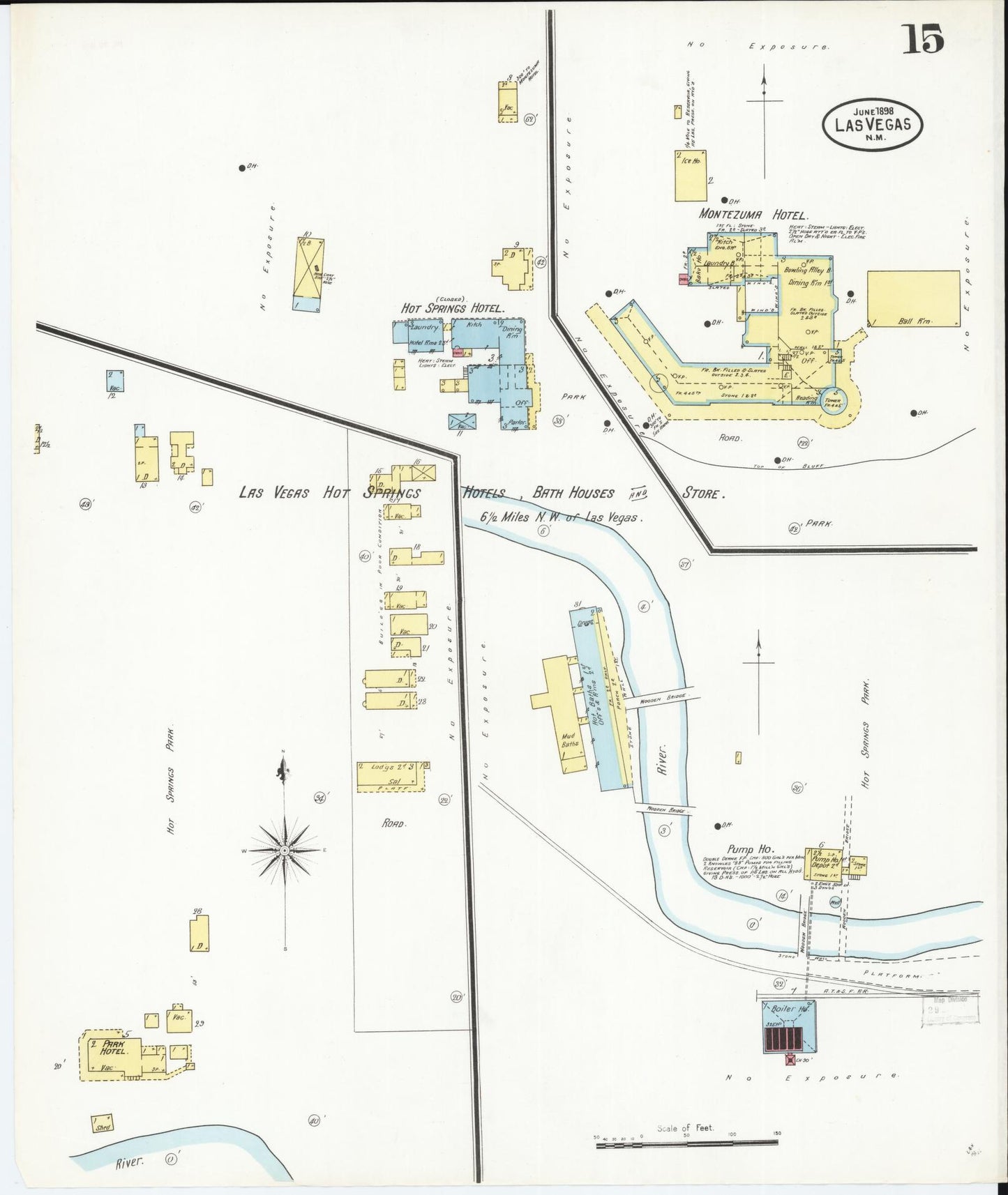 Sanborn Fire Insurance Map from Las Vegas, San Miguel County, New Mexico (1898), Sheet #0015 - Complete Map Set gallery image, historic Sanborn map, vintage wall art, New Mexico New Mexico