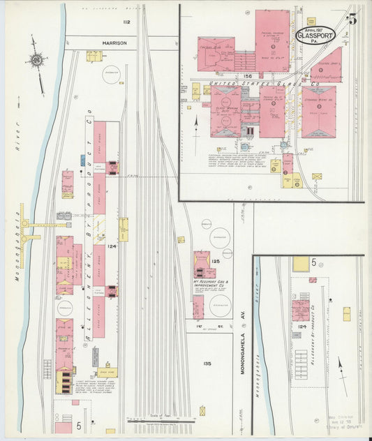 Sanborn Fire Insurance Map from Glassport, Allegheny County, Pennsylvania (1917), Sheet #0005 - Historic Sanborn Fire Insurance Map Print, vintage old map wall art, antique decor, genealogy gift, Pennsylvania Pennsylvania map