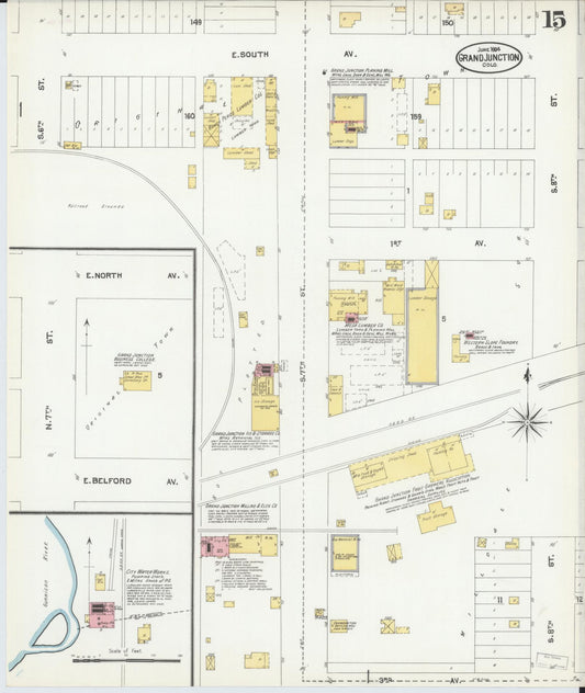 Sanborn Fire Insurance Map from Grand Junction, Mesa County, Colorado (1904), Sheet #0015 - Historic Sanborn Fire Insurance Map Print, vintage old map wall art, antique decor, genealogy gift, Colorado Colorado map