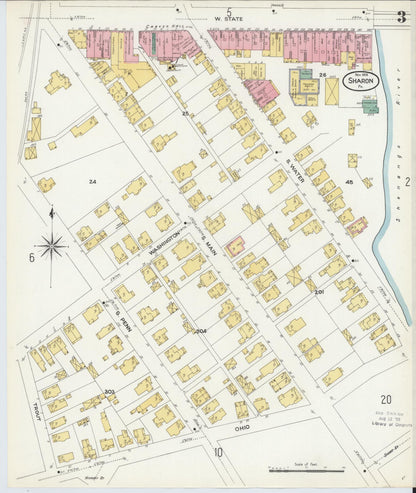 Sanborn Fire Insurance Map from Sharon, Mercer County, Pennsylvania (1908), Sheet #0003 - Complete Map Set gallery image, historic Sanborn map, vintage wall art, Pennsylvania Pennsylvania