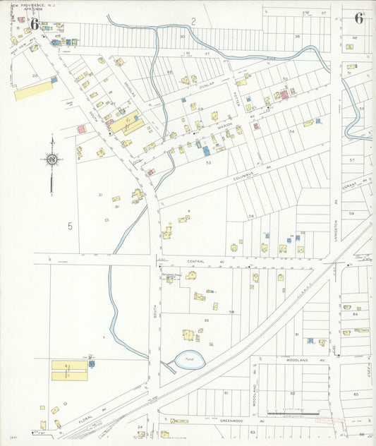 Sanborn Fire Insurance Map from New Providence, Union County, New Jersey (1938), Sheet #0006 - Historic Sanborn Fire Insurance Map Print, vintage old map wall art, antique decor, genealogy gift, New Jersey New Jersey map