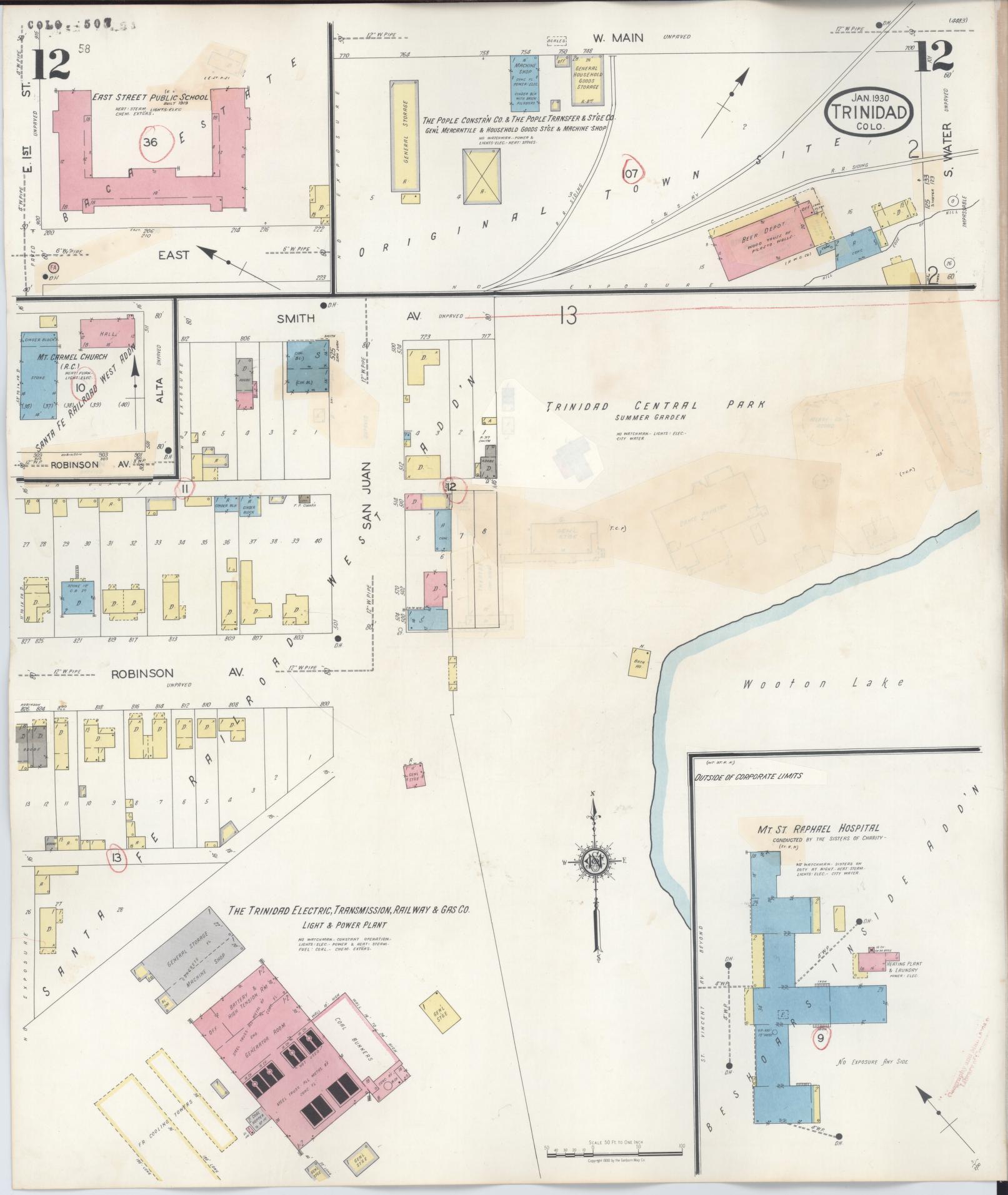 Sanborn Fire Insurance Map from Trinidad, Las Animas County, Colorado (1948), Sheet #0012 - Complete Map Set gallery image, historic Sanborn map, vintage wall art, Colorado Colorado