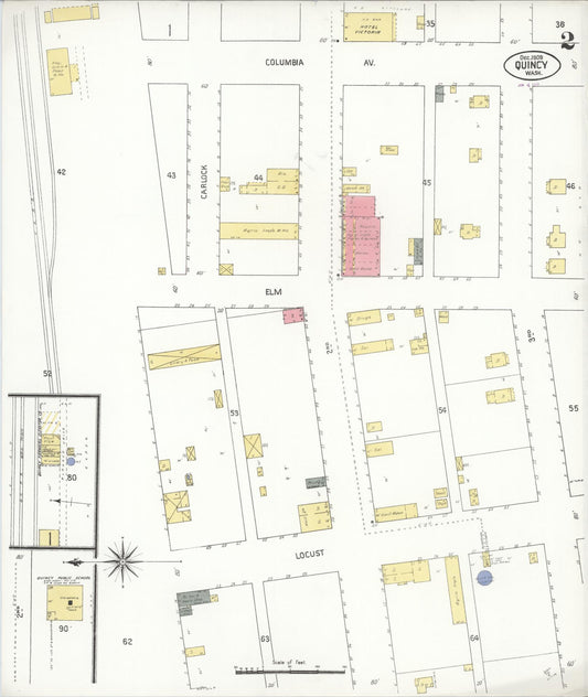 Sanborn Fire Insurance Map from Quincy, Grant County, Washington (1909), Sheet #0002 - Historic Sanborn Fire Insurance Map Print, vintage old map wall art, antique decor, genealogy gift, Washington Washington map
