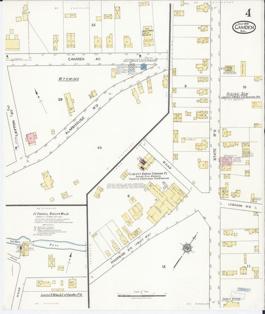 Sanborn Fire Insurance Map from Camden, Kent County, Delaware (1919), Sheet #0004 - Historic Sanborn Fire Insurance Map Print, vintage old map wall art, antique decor, genealogy gift, Delaware Delaware map