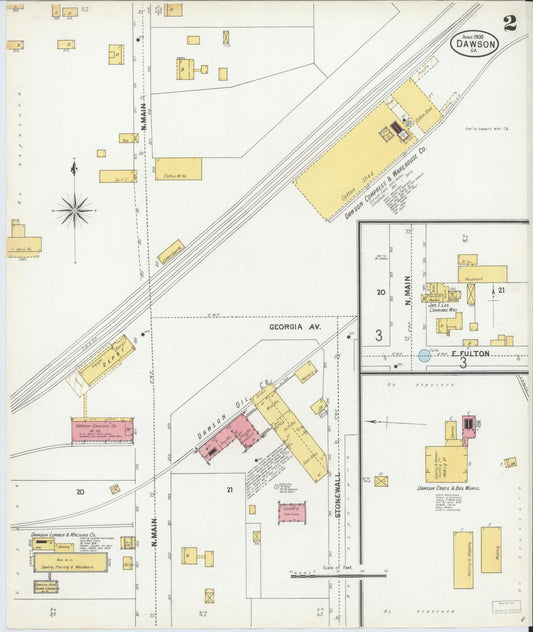 Sanborn Fire Insurance Map from Dawson, Terrell County, Georgia (1900), Sheet #0002 - Historic Sanborn Fire Insurance Map Print, vintage old map wall art, antique decor, genealogy gift, Georgia Georgia map