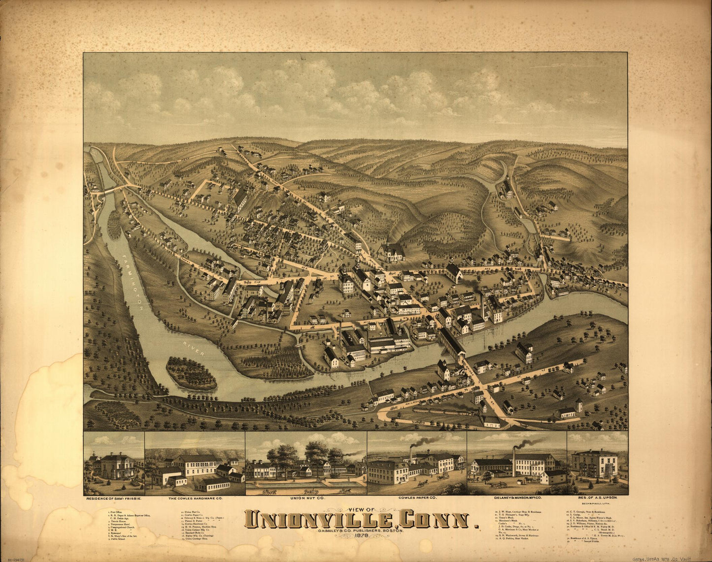 View of Unionville, Conn. (1878) – Historic Bird’s-Eye View Panorama Print