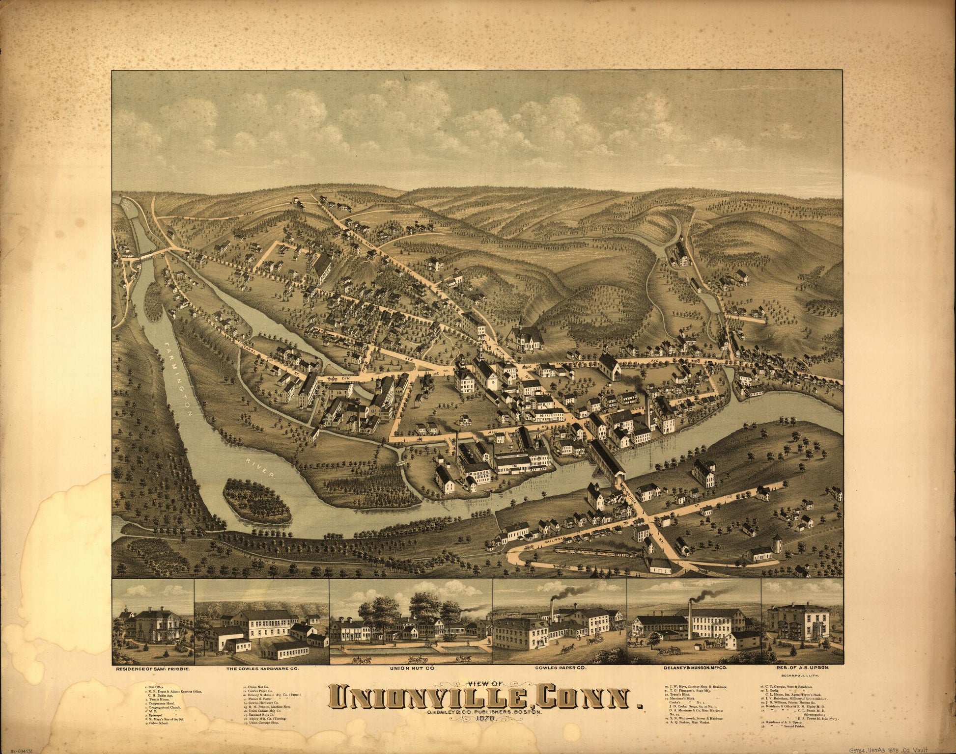 View of Unionville, Conn. (1878) – Historic Bird’s-Eye View Panorama Print