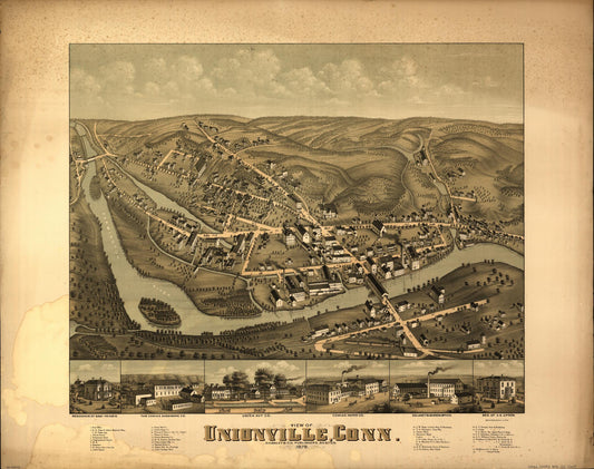 View of Unionville, Conn. (1878) – Historic Bird’s-Eye View Panorama Print