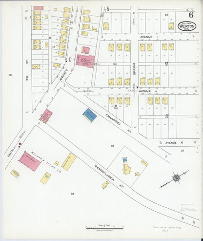Sanborn Fire Insurance Map from Weirton, Hancock County, West Virginia (1919), Sheet #0006 - Complete Map Set gallery image, historic Sanborn map, vintage wall art, West Virginia West Virginia
