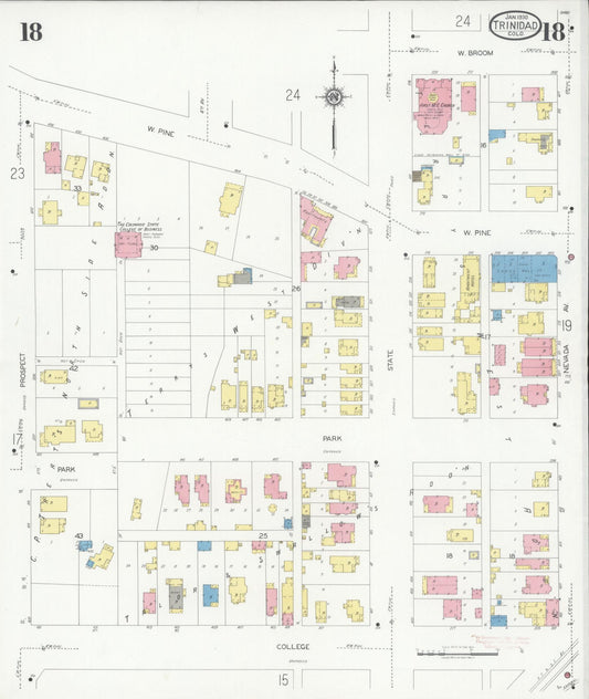 Sanborn Fire Insurance Map from Trinidad, Las Animas County, Colorado (1930), Sheet #0018 - Historic Sanborn Fire Insurance Map Print, vintage old map wall art, antique decor, genealogy gift, Colorado Colorado map