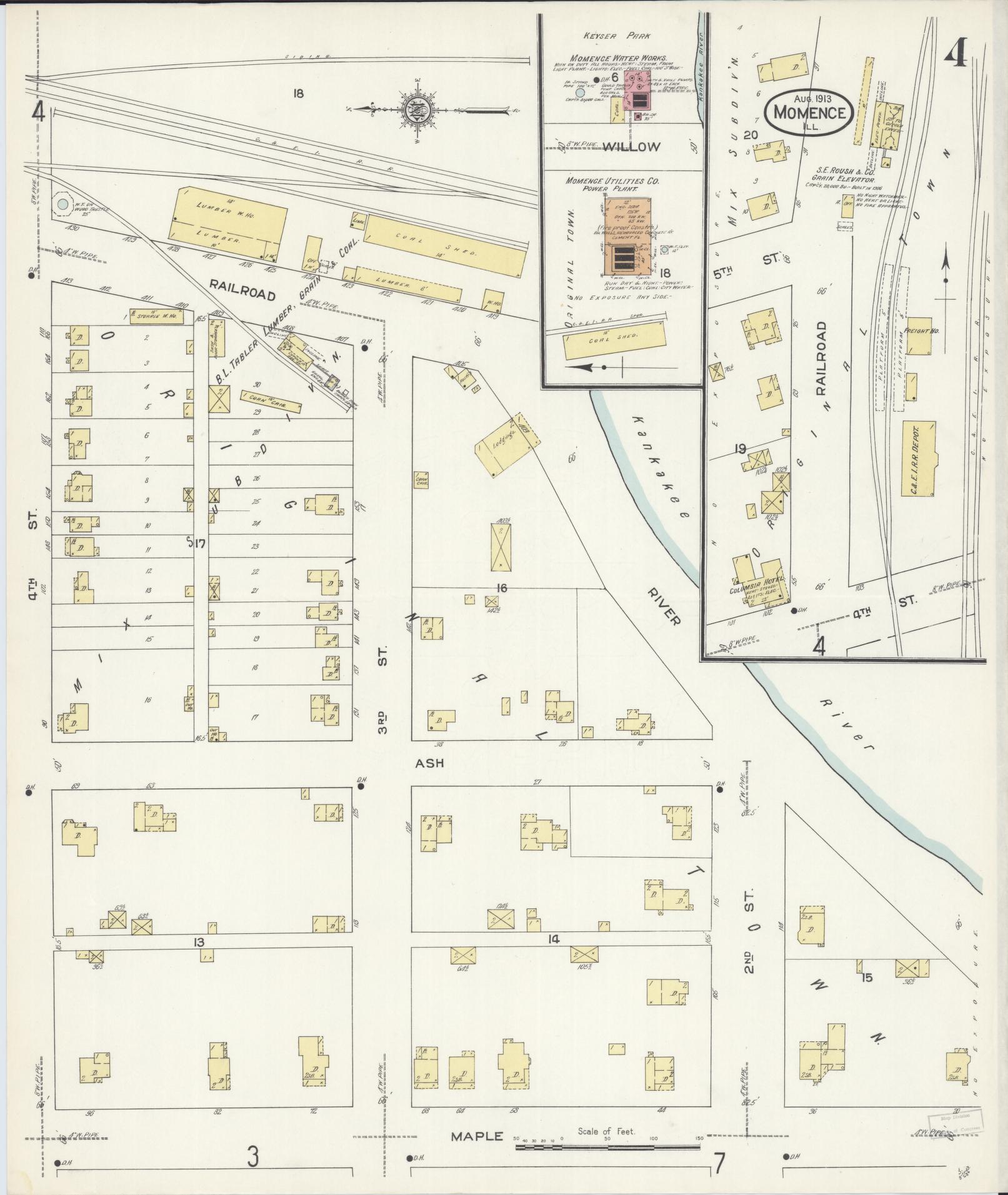 Sanborn Fire Insurance Map from Momence, Kankakee County, Illinois (1913), Sheet #0004 - Complete Map Set gallery image, historic Sanborn map, vintage wall art, Illinois Illinois
