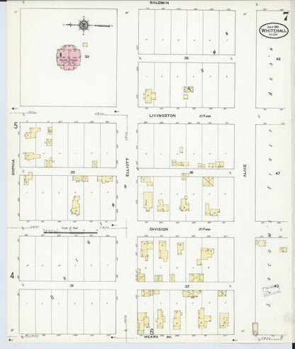 Sanborn Fire Insurance Map from Whitehall, Muskegon County, Michigan (1910), Sheet #0007 - Complete Map Set gallery image, historic Sanborn map, vintage wall art, Michigan Michigan
