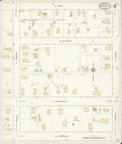 Sanborn Fire Insurance Map from Rushville, Schuyler County, Illinois (1913), Sheet #0004 - Complete Map Set gallery image, historic Sanborn map, vintage wall art, Illinois Illinois