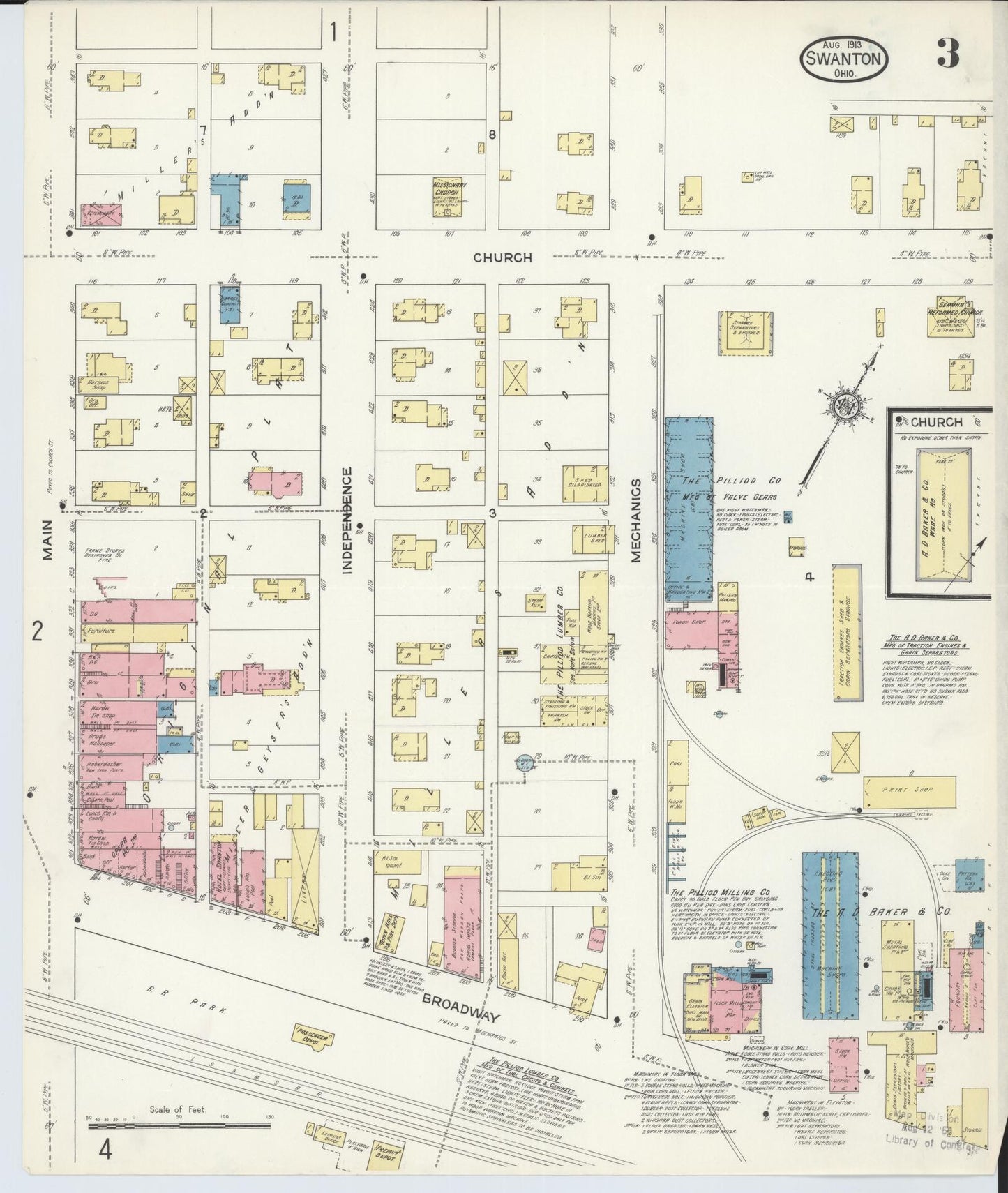 Sanborn Fire Insurance Map from Swanton, Fulton County, Ohio (1913), Sheet #0003 - Complete Map Set gallery image, historic Sanborn map, vintage wall art, Ohio Ohio