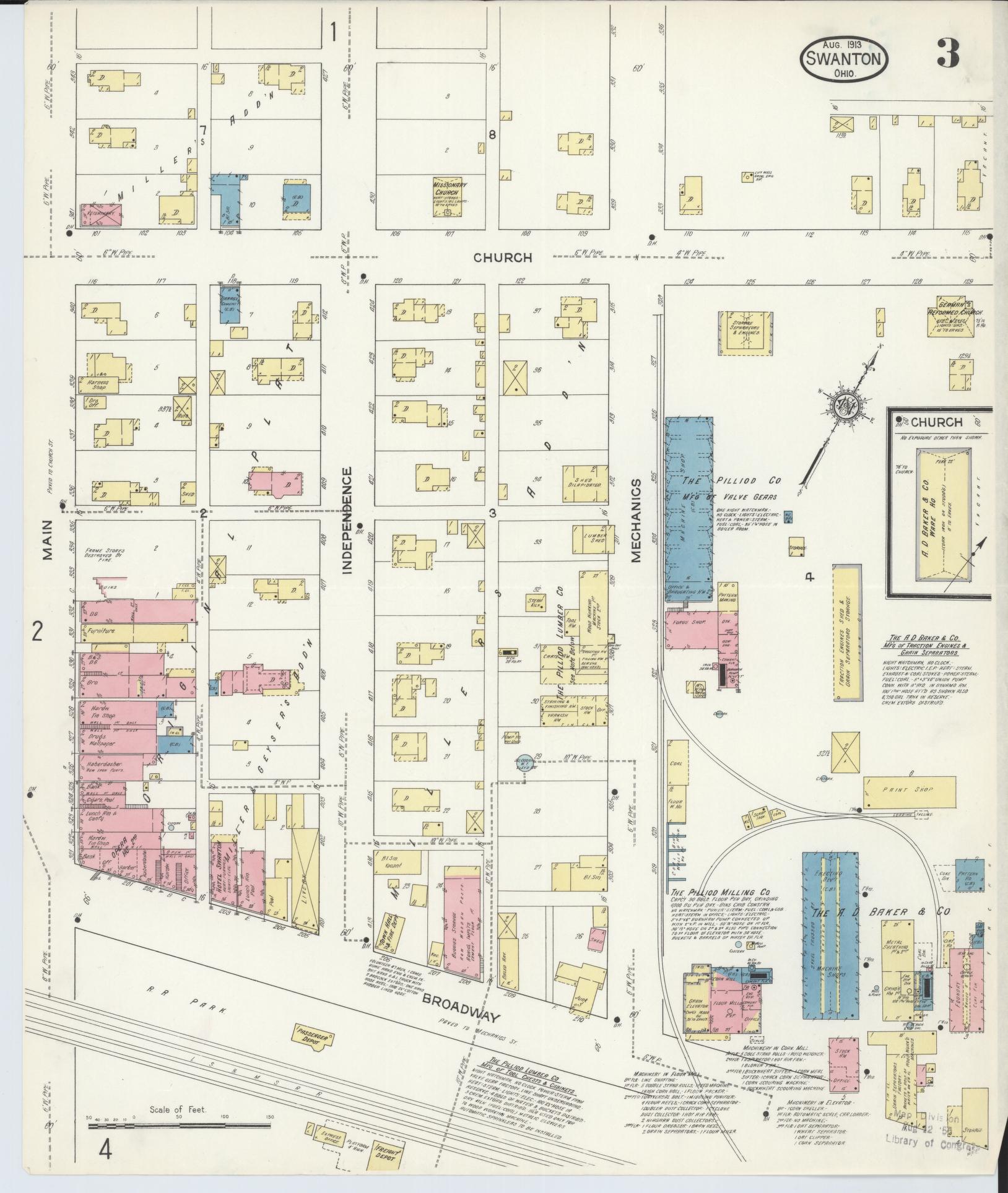 Sanborn Fire Insurance Map from Swanton, Fulton County, Ohio (1913), Sheet #0003 - Complete Map Set gallery image, historic Sanborn map, vintage wall art, Ohio Ohio