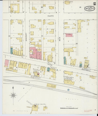 Sanborn Fire Insurance Map from Imlay City, Lapeer County, Michigan (1895), Sheet #0002 - Complete Map Set gallery image, historic Sanborn map, vintage wall art, Michigan Michigan