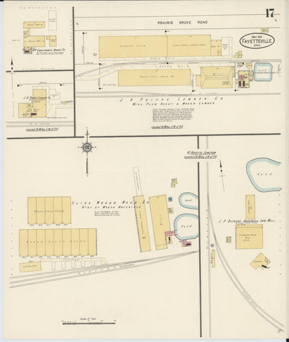 Sanborn Fire Insurance Map from Fayetteville, Washington County, Arkansas (1913), Sheet #0017 - Complete Map Set gallery image, historic Sanborn map, vintage wall art, Arkansas Arkansas