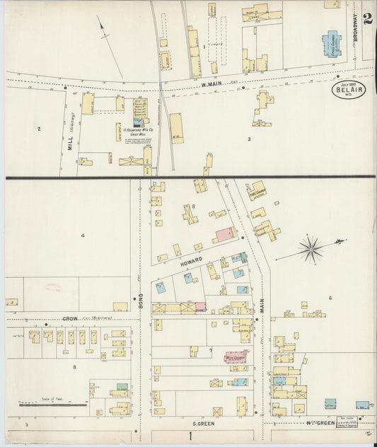 Sanborn Fire Insurance Map from Bel Air, Harford County, Maryland (1897), Sheet #0002 - Historic Sanborn Fire Insurance Map Print, vintage old map wall art, antique decor, genealogy gift, Maryland Maryland map