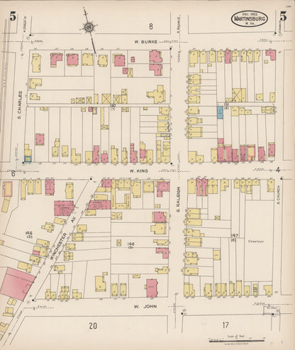 Sanborn Fire Insurance Map from Martinsburg, Berkeley County, West Virginia (1922), Sheet #0005 - Complete Map Set gallery image, historic Sanborn map, vintage wall art, West Virginia West Virginia