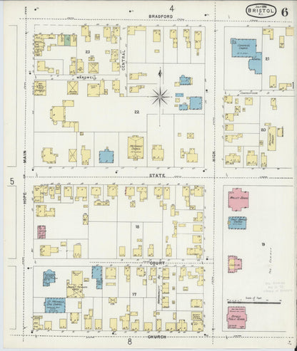 Sanborn Fire Insurance Map from Bristol, Bristol County, Rhode Island (1896), Sheet #0006 - Complete Map Set gallery image, historic Sanborn map, vintage wall art, Rhode Island Rhode Island