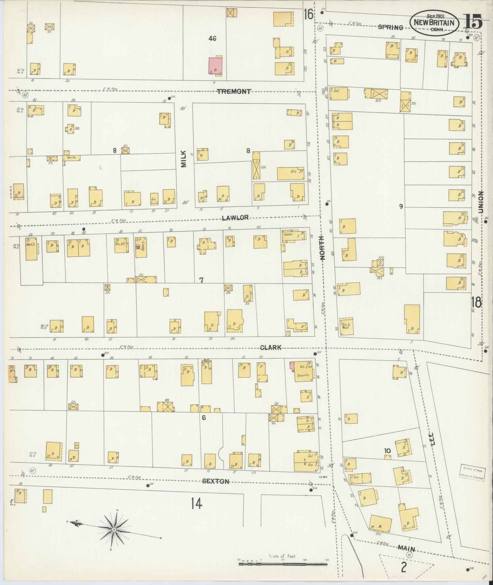 Sanborn Fire Insurance Map from New Britain, Hartford County, Connecticut (1901), Sheet #0015 - Complete Map Set gallery image, historic Sanborn map, vintage wall art, Connecticut Connecticut